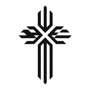 Cross tattoo, angular intersect style