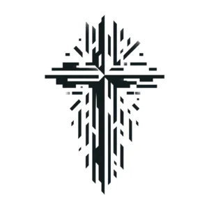 Cross tattoo, minimalist fragmented style