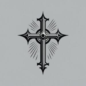 Cross tattoo with grey background