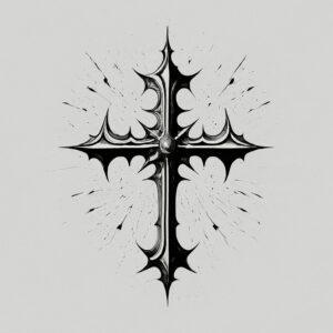 cool cross tattoo wiht sharp edges