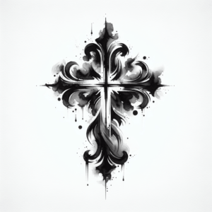 Cross tattoo in watercolor style