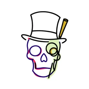 Classic skull with a top hat and monocle