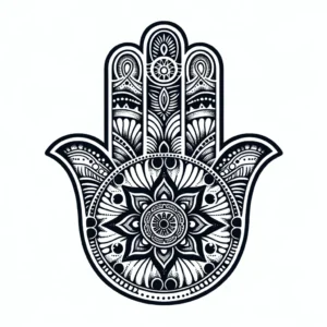 Hamsa hand with intricate patterns