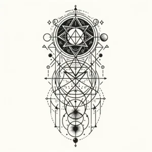 Alchemical symbols with geometric shapes