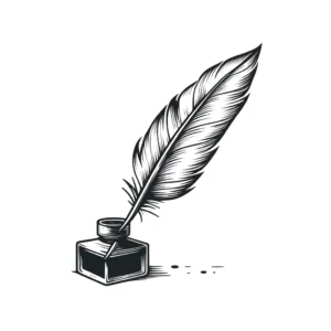 Feather quill with an inkwell