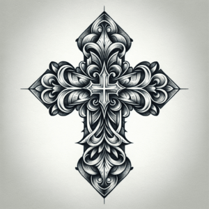 Fineline Cross Tattoo With Details