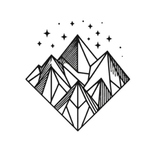 Geometric mountain range with a night sky