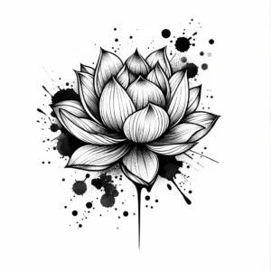 Lotus flower with watercolor splashes