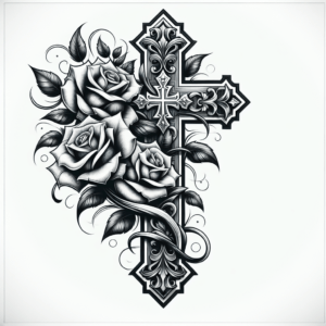 Cross With Roses Tattoo