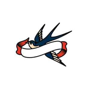 Old-school swallow with a banner