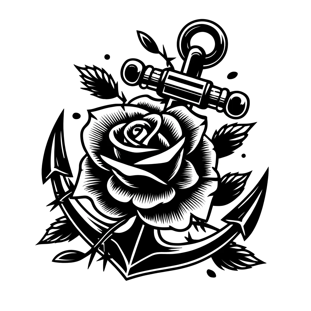 rose and anchor tattoo sample
