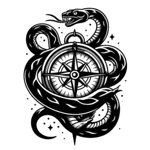 snake and compass tattoo sample