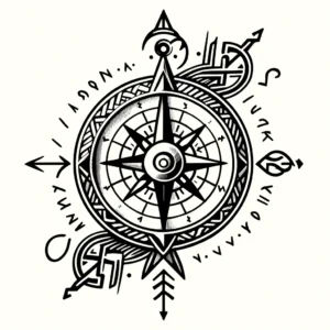Viking compass with runic elements