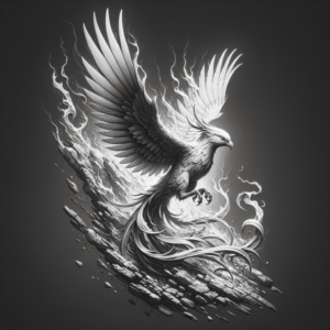 3D Phoenix Rising From Ashes