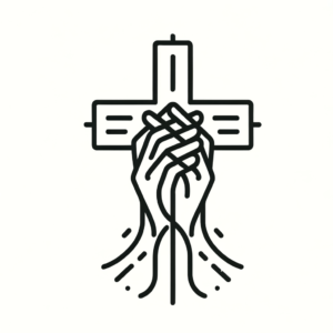 Cross With A Pair Of Clasped Hands At The Base