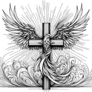 Cross With A Phoenix Rising Behind It