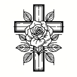 Cross With A Rose Blooming From The Center