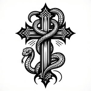 Cross With A Snake Coiled Around