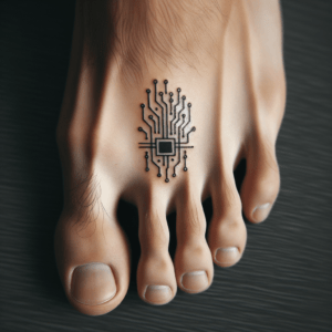 Abstract Circuitry Pattern On The Fourth Toe