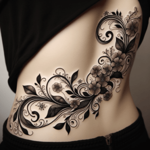 Abstract Floral Vine With Flowing Lines