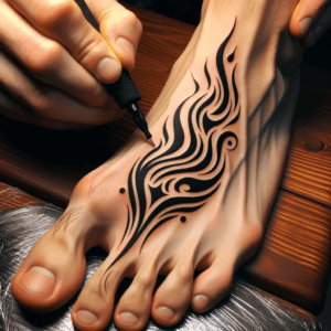 Abstract Tribal Flames On The Fourth Toe