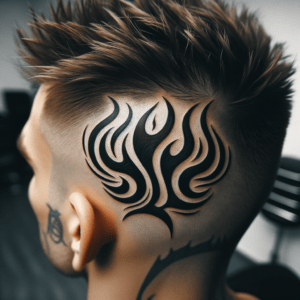Abstract Tribal Flames On The Scalp