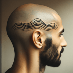 Abstract Wave Pattern On The Side Of The Head