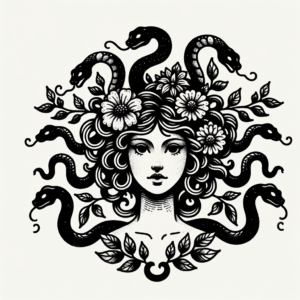 Adorable Medusa With Flowers