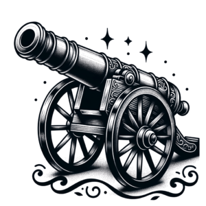 American Traditional Tattoo Design Of A Cannon
