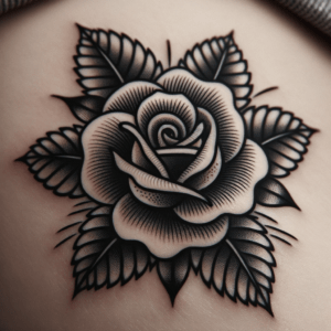 American Traditional Tattoo Design Of A Rose