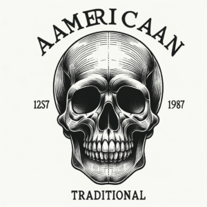 American Traditional Tattoo Design Of A Skull