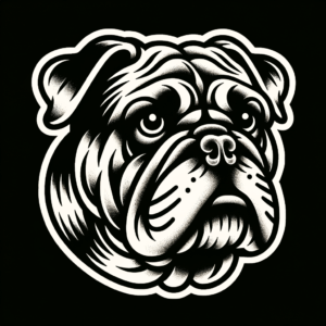 American Traditional Tattoo Of A Bulldog