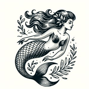 American Traditional Tattoo Of A Mermaid