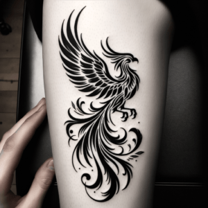 American Traditional Tattoo Of A Phoenix