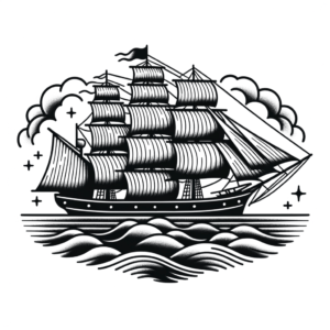 American Traditional Tattoo Of A Ship