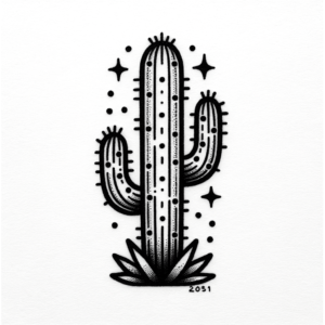 Americana AI Tattoo Of A Cactus