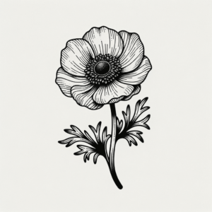 Anemone In Blackwork Lines
