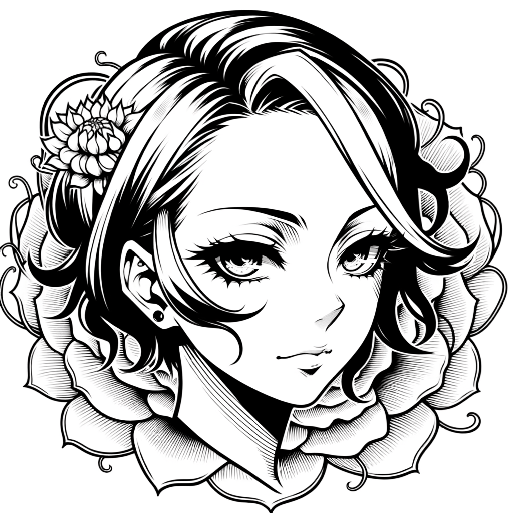 Anime Tattoo Stencil