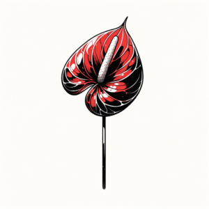 Anthurium In A Trash Polka Tattoo Style
