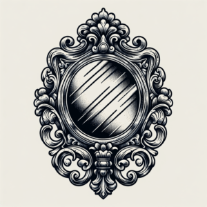 Antique Mirror Depicted In A Neo Traditional Tattoo