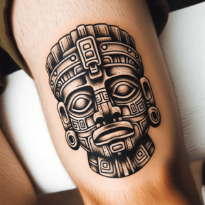 Aztec Tattoo Design Of A Stone Mask