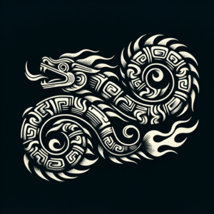 Aztec Tattoo Of A Fire Serpent