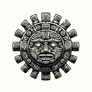 Aztec Tattoo Of A Stone Sun