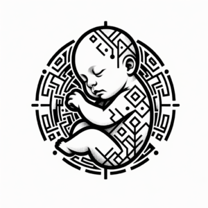 Baby In Cyber Sigilism Style