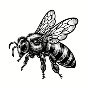 Bee In A Tiny Tattoo Style