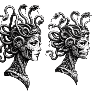 Biomechanics Medusa With Mechanical Snakes