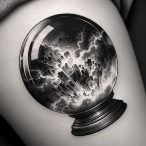 Black And Grey Tattoo Design Of A Crystal Ball