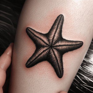 Black And Grey Tattoo Of A Starfish