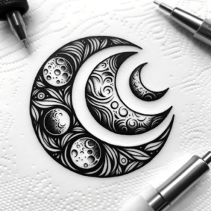 Black Tattoo Design Of A Moon Phase
