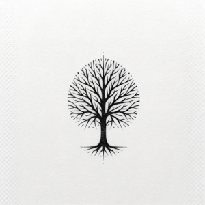 Black Tattoo Of A Tree Silhouette